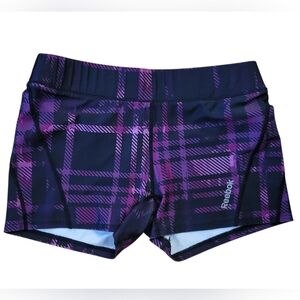 Reebok Black and Purple Checkered Shorts